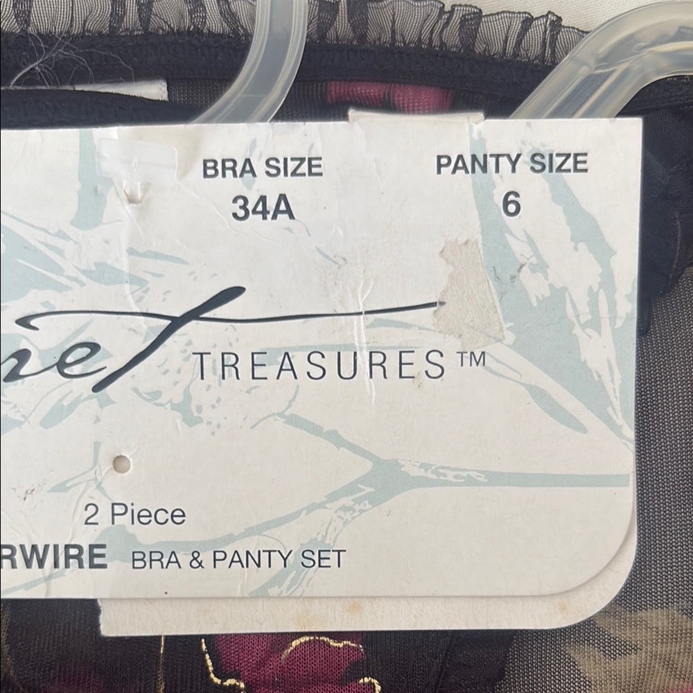 Secret Treasures Black and Burgundy Floral Bra Set - Picture 5 of 14